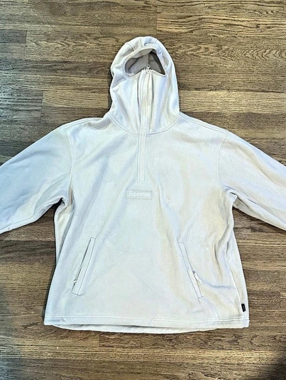 Supreme Polartec Facemask Half Zip Hooded Sweatshirt White Large